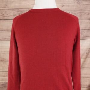Uniqlo Sweater Mens Medium Red Crewneck Wool Blend Pullover Raglan Knit Casual